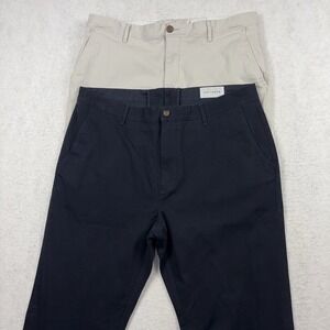 Mott & Bow Twill Chino Pants Men's 38 (Fits 36x27) Navy Blue Beige (LOT of 2)